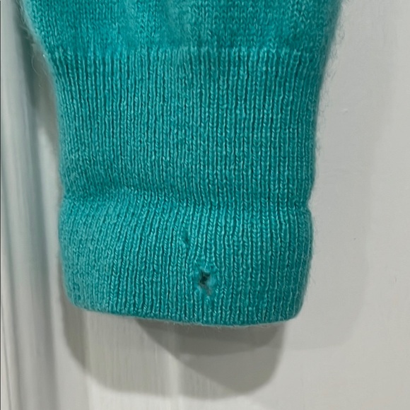 Talbots Teal V-Neck Cashmere Sweater - Picture 3 of 7